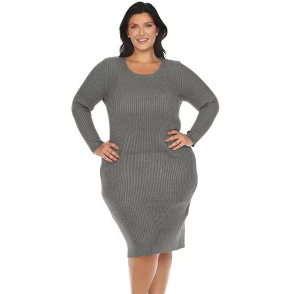 White Mark Dresses & Skirts - White Mark Plus Size Rib Midi Sweater Dress - Charcoal - Size 3X - NWT